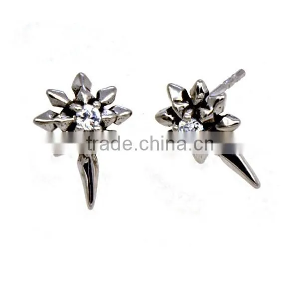 316 L stainless steel punk biker jewelry skull earring