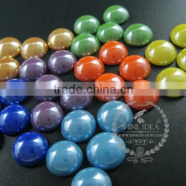 11.7mm round champagne,light blue,deep blue,yellow,green,orange,purple ceramic cabochon jewelry findings for ring 4110125