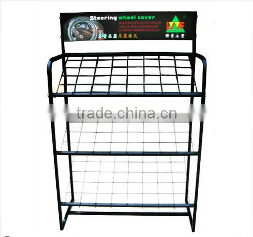Tyre display rack/heavy duty 2 tier metal wheel rim display rack/ring display stand