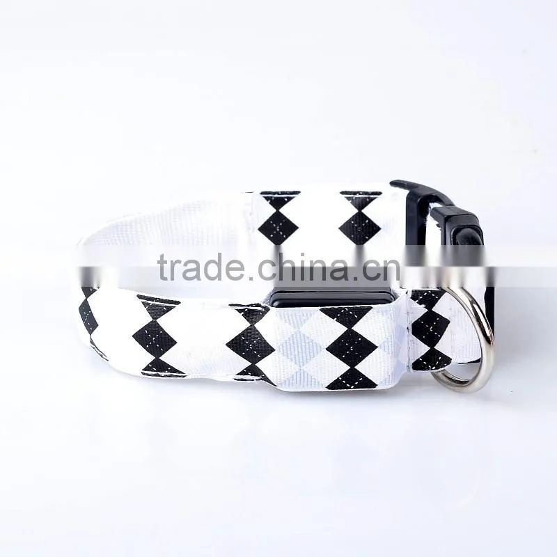Rhombus printing led flashing lights dog collar