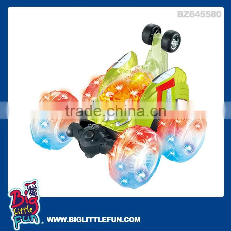 Flip stunt car remote control toy with flashing light