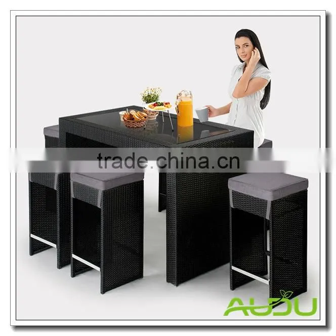 Outdoor Bar Set,Black Rattan Home Bar Set Outdoor Use