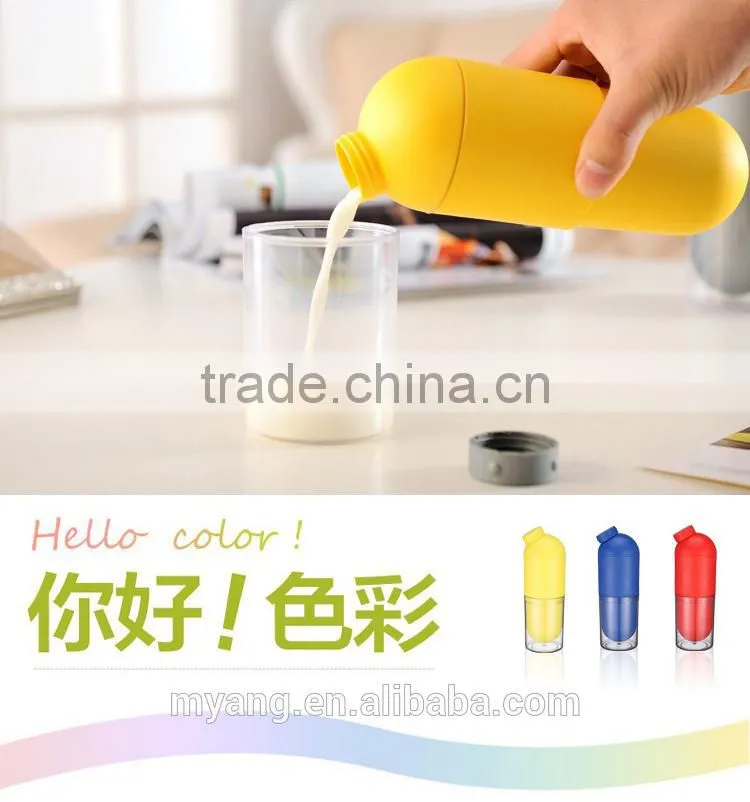 Easy drink Sports Portable plastic Corn Capsule bottle with Cup / environmental protection cup/plastic water Korea