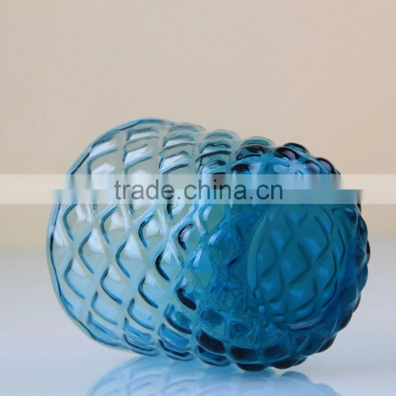 High quality rhombus stripe glass cup