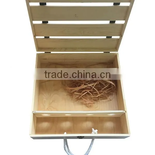 100% High-Quality Pine Wood Red Wine Square Box, Bottle Storage Packaging Box