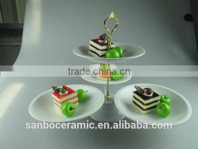 New design Round & Square 3 PCS plates one layer metal wedding cake stand wholesale