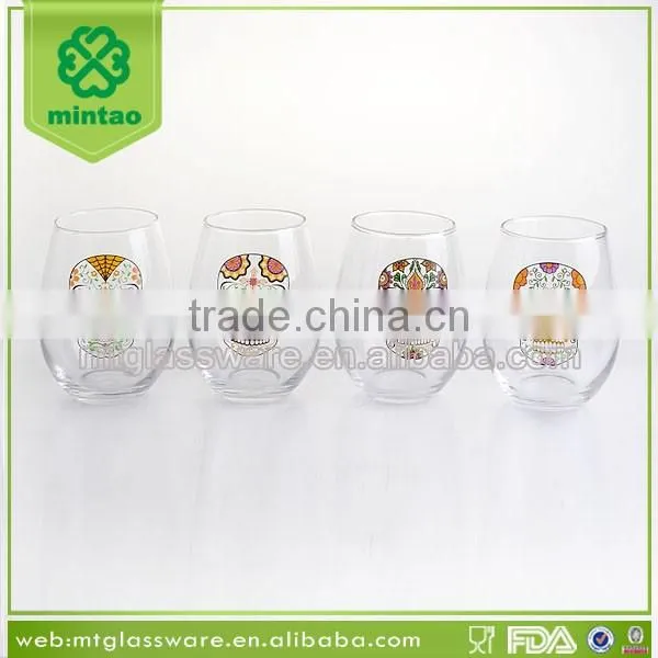Smile Skull decal drinking water glass cup