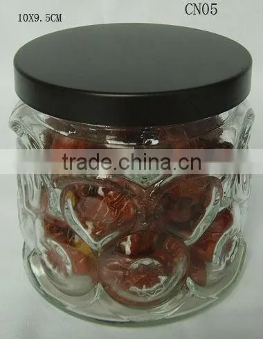 mini clear cylinder glass jar with design