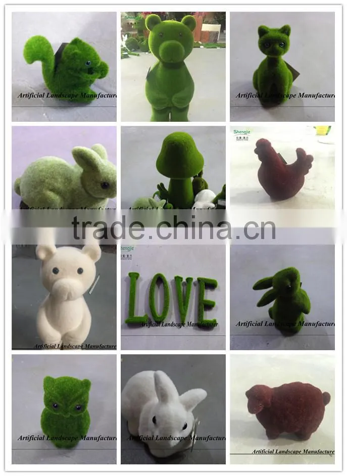 high quality green moss bear,fake green grass moss animal lovely moss in guangzhou