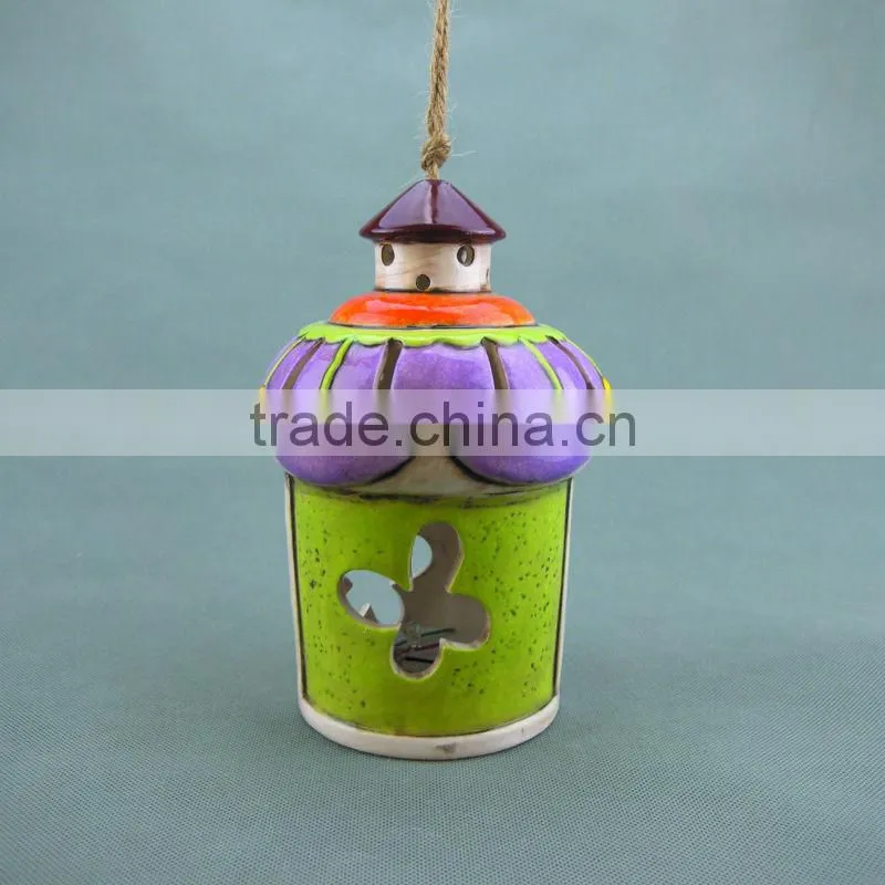 Cheap outdoor ceramic lantern with led light,ceramic garden led candle holders