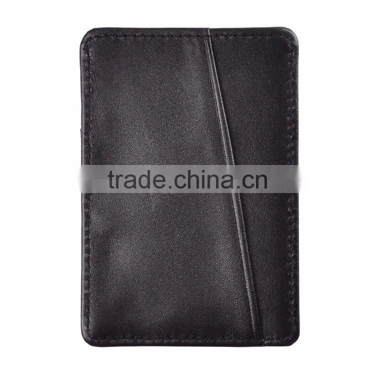 Slim Leather Front Pocket Wallet Credit Card Holder Case - black