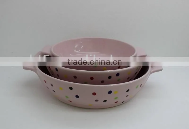 children ceramic dinner bakeware with colorful dots