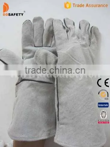 DDSAFETY Grey Welder Glove Western Safety Gloves Cheap Wholesale Cow Split Leather Gloves
