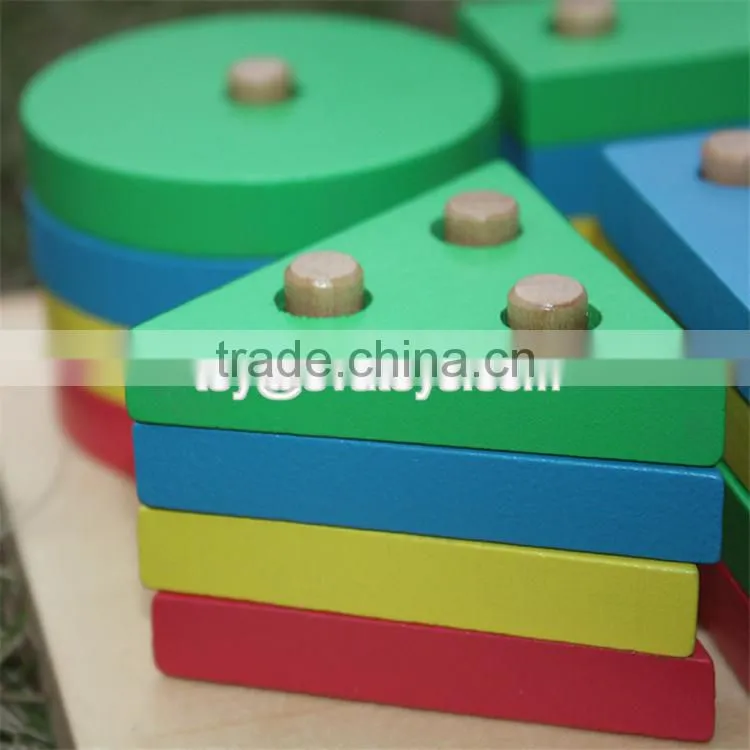 Hot sale preschool geometry shape sort toys wooden baby blocks W13D107