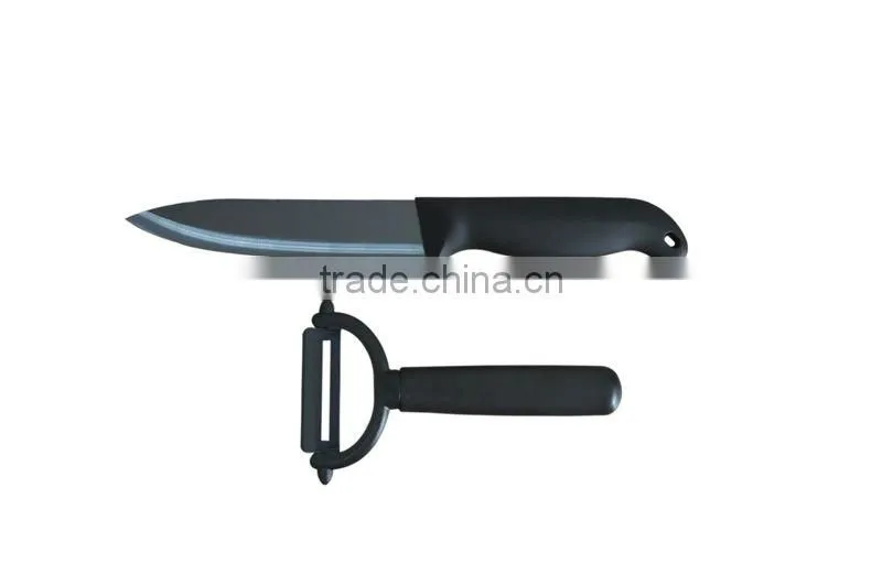 2pc black ceramic knife and peeler set