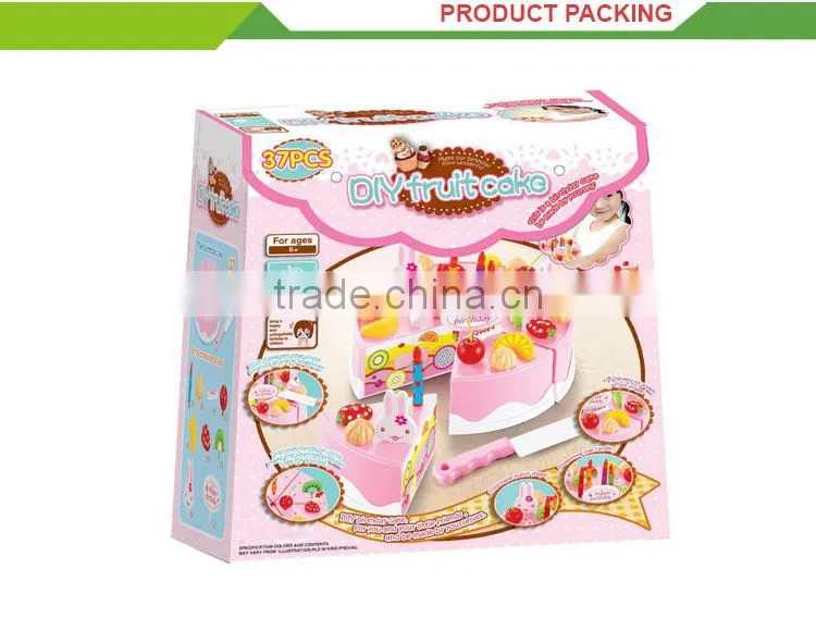 Hot sale plastic pretend play diy plastic birthday fake cake