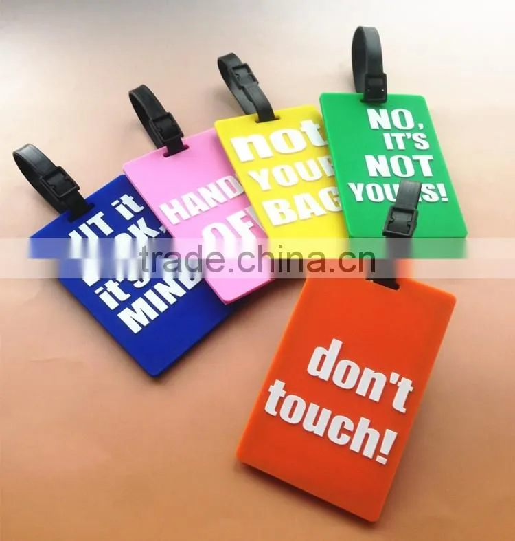 Made in china luggage tag, custom luggage travel bags tag colorful pvc luggage tag