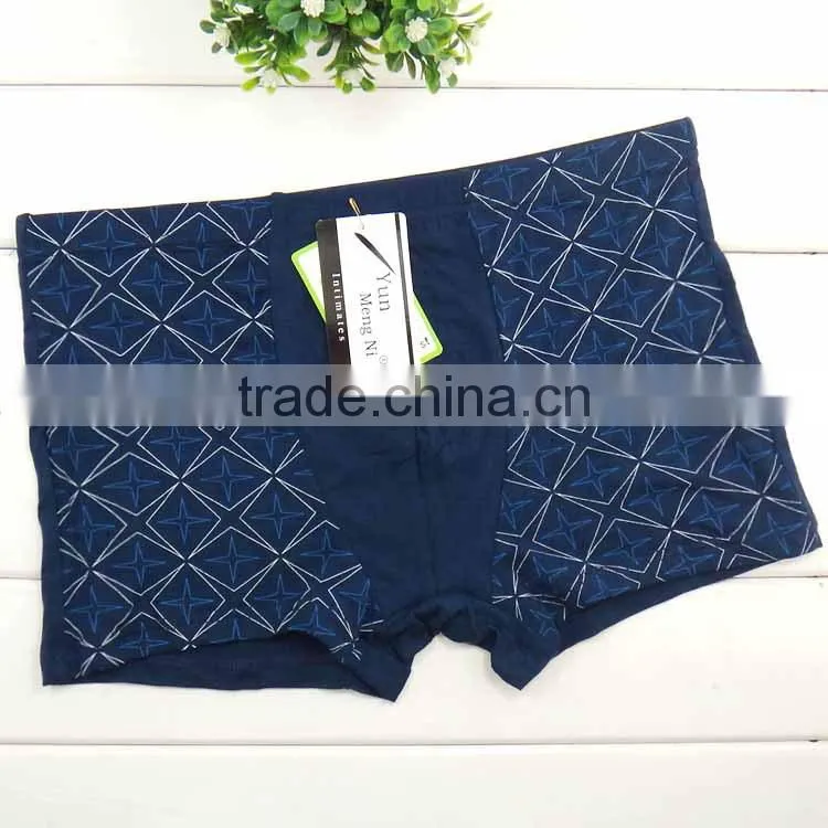 High quality printed grid sexy men's boxer briefs men's Bamboo Fiber underwear men boyshort