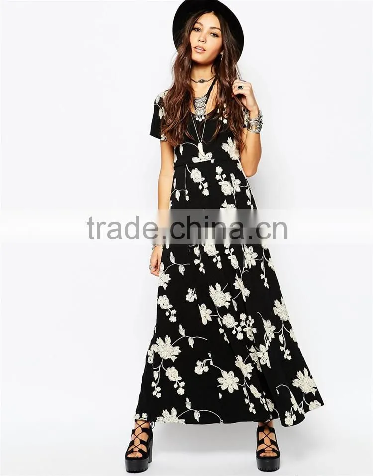 New products for 2015 middle aged women fashion long summer dress