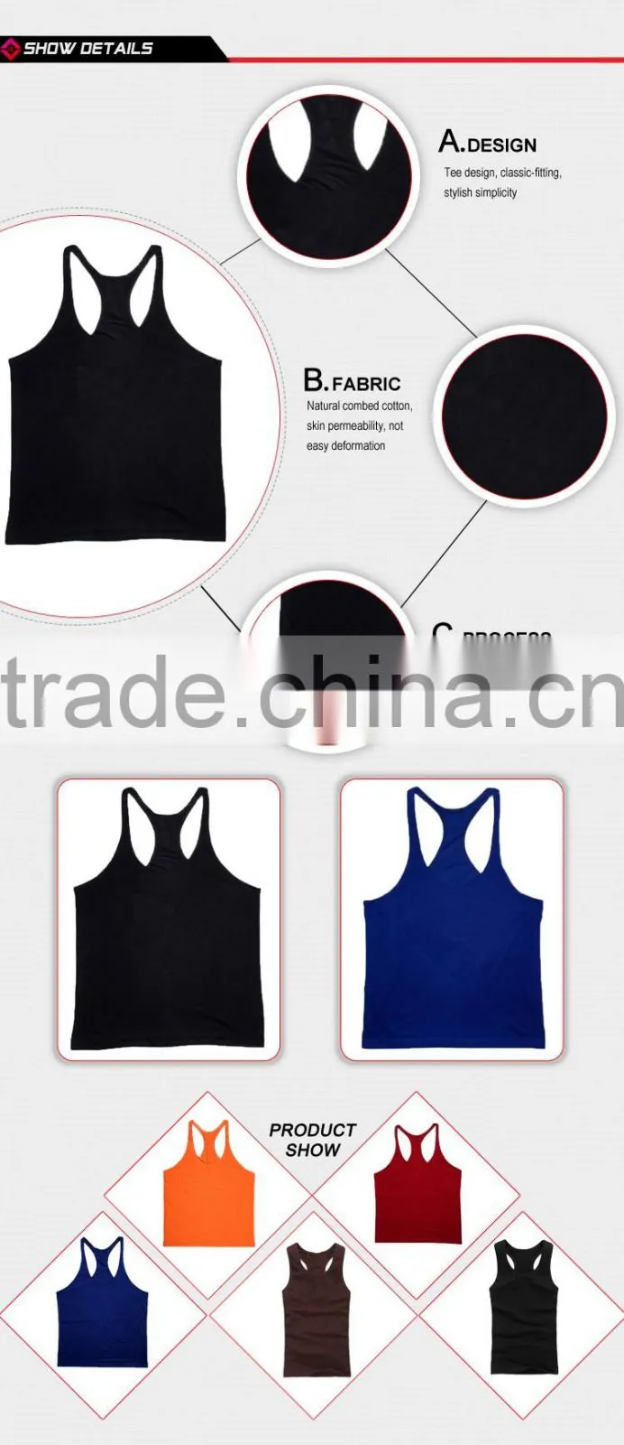 High Quality Very Light Mens Gym Custom Stringer Tank Top