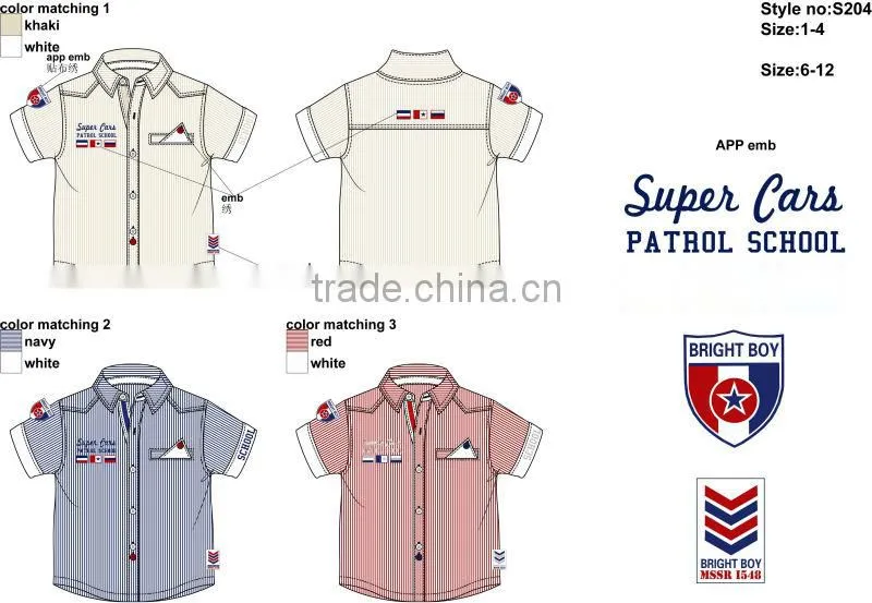 Custom wholesale smallboys stripe shirt summer designs small boys fancy shirt
