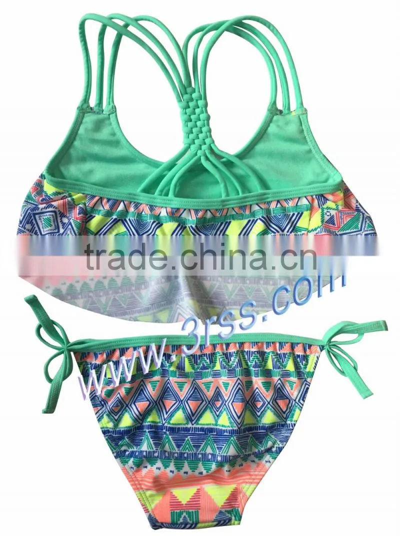 2017 custom young girls hand-knitted bikini