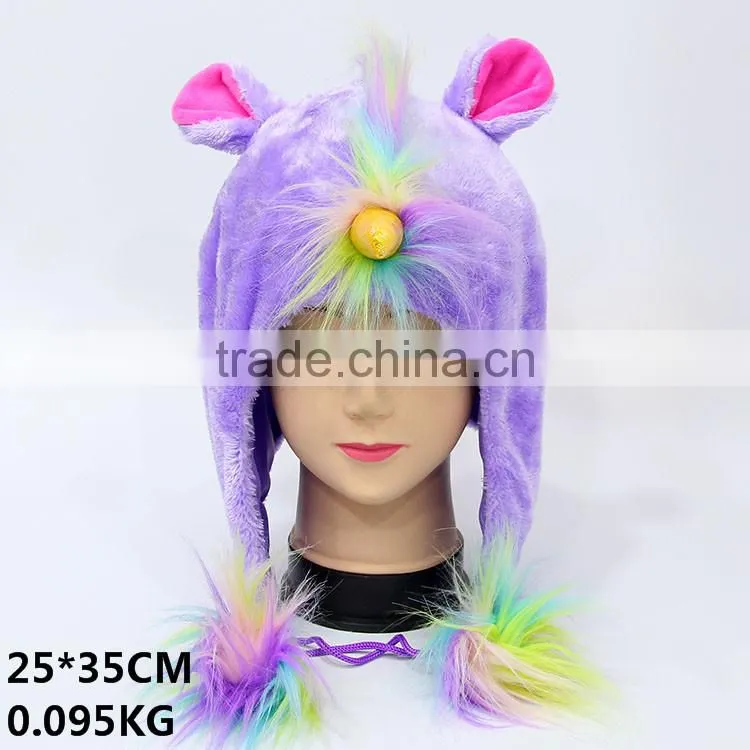 Popular Japan Cartoon Colorful Unicorn Anime Cute Plush Hat