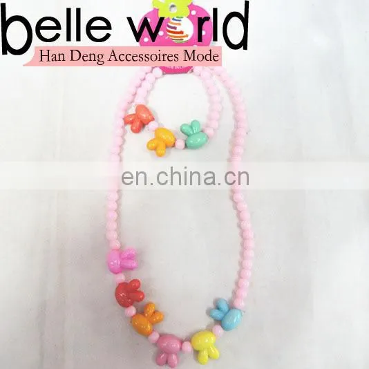 neon color flower beaded children baby plastic necklace