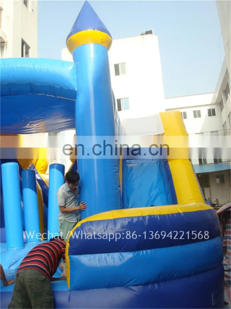 Kids Blue slide and castle inflatable bouncer combo 5x4x3m