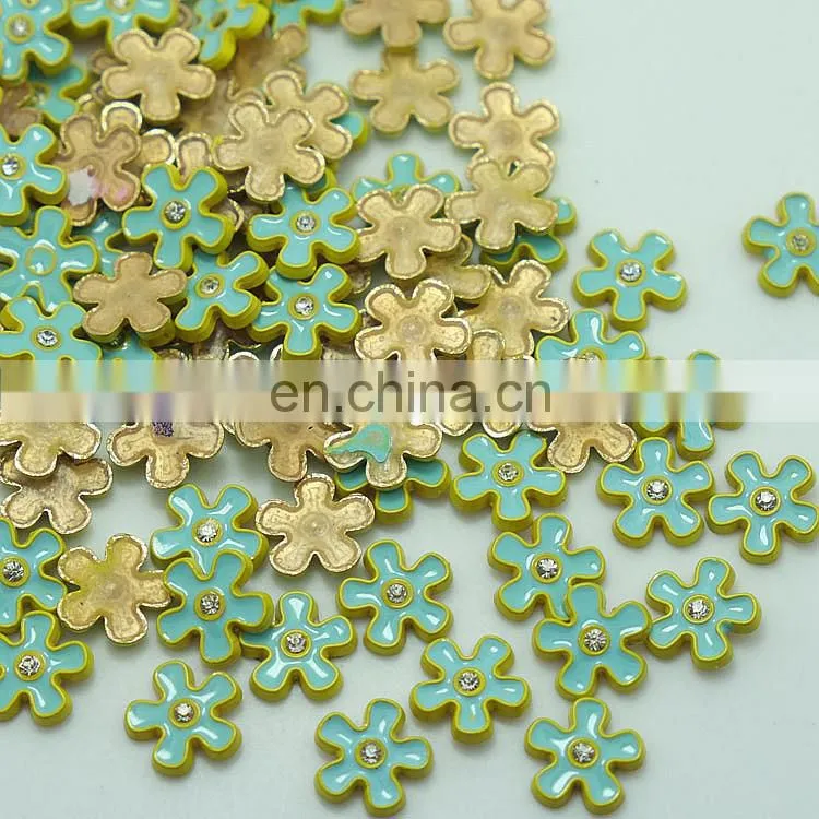 flower hot fix copper metal studs metal glue on diamonds