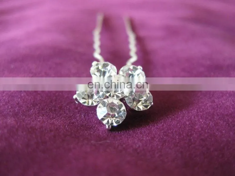 New Silver Plated Wedding Bridal Rhinestones Crystal Pearl Flower HairPin