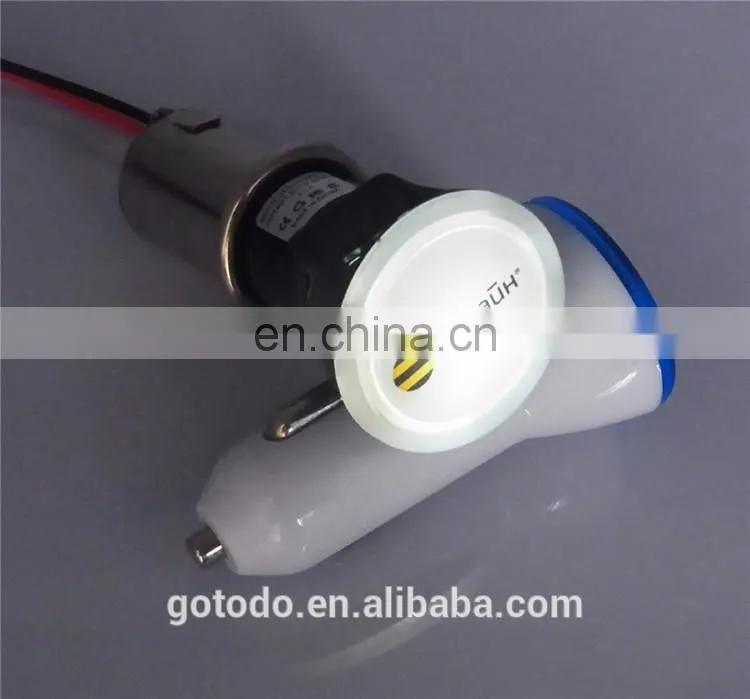 Car dual usb charger with your LOGO and LED ring, micro universal dual usb car charger
