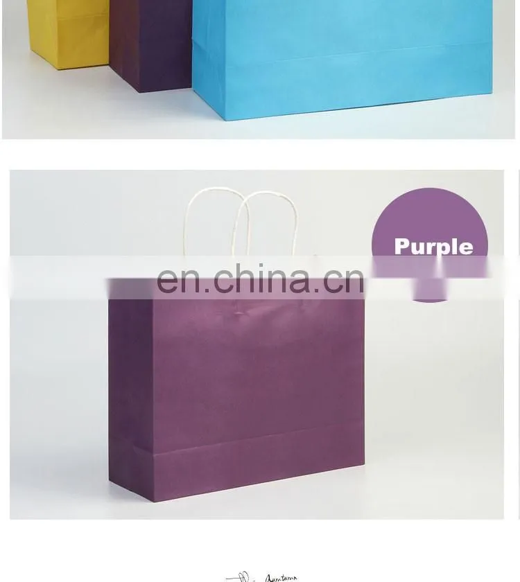 Wholesale colorful customized printed kraft paper bags with handles