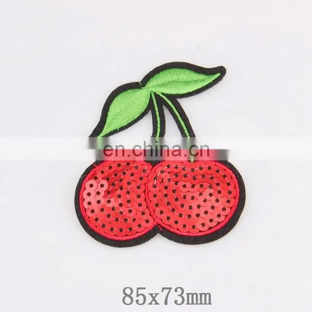 Custom Apple Grape Cherry Fruit Shape Sew On Sequins Embroidered Patch