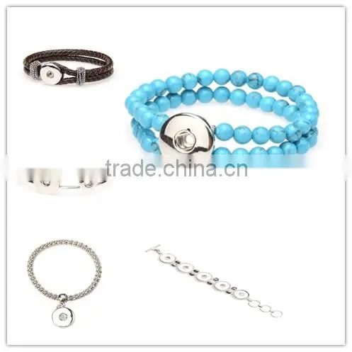 new design fashion stainless steel bangle snap button charm bracelet from china