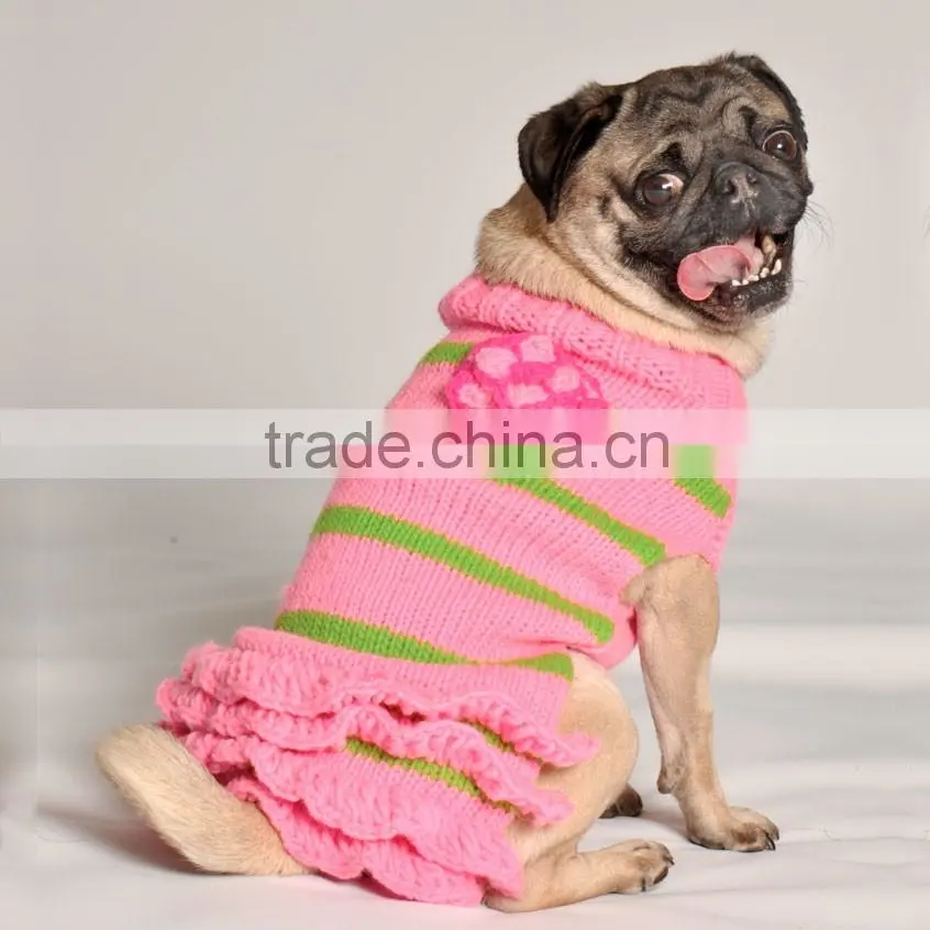 fashion 100% cotton knitting design pets Sweater dress