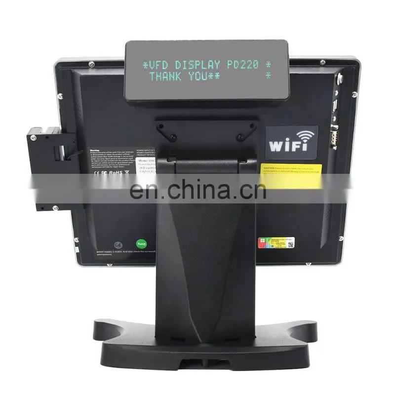 Hot selling pos+systems dual touch Screen pos machine pos systems built in wifi with 80mm thermal printer