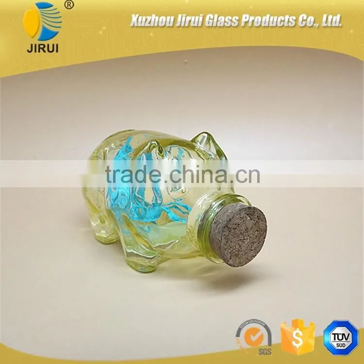 animal shape wishing glass bottle with screw top & crimp top