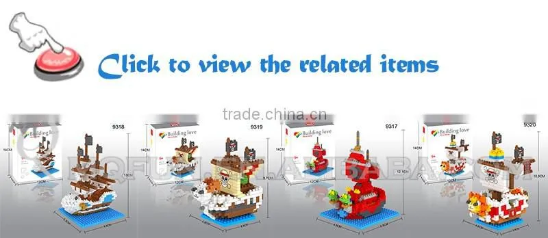 Mini Qute HIQ Anime One piece Thousand Sunny Going Merry pirate ship plastic building cartoon model educational toy NO.9317