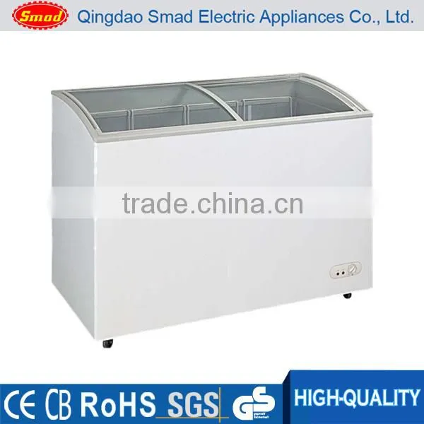 138L supermarket chest freezer with sliding curved glass door