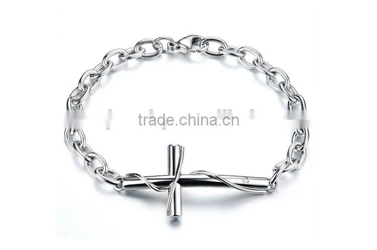 Stainless steel bracelets Cross couple bracelet titanium steel rose gold plating valentine's day gift