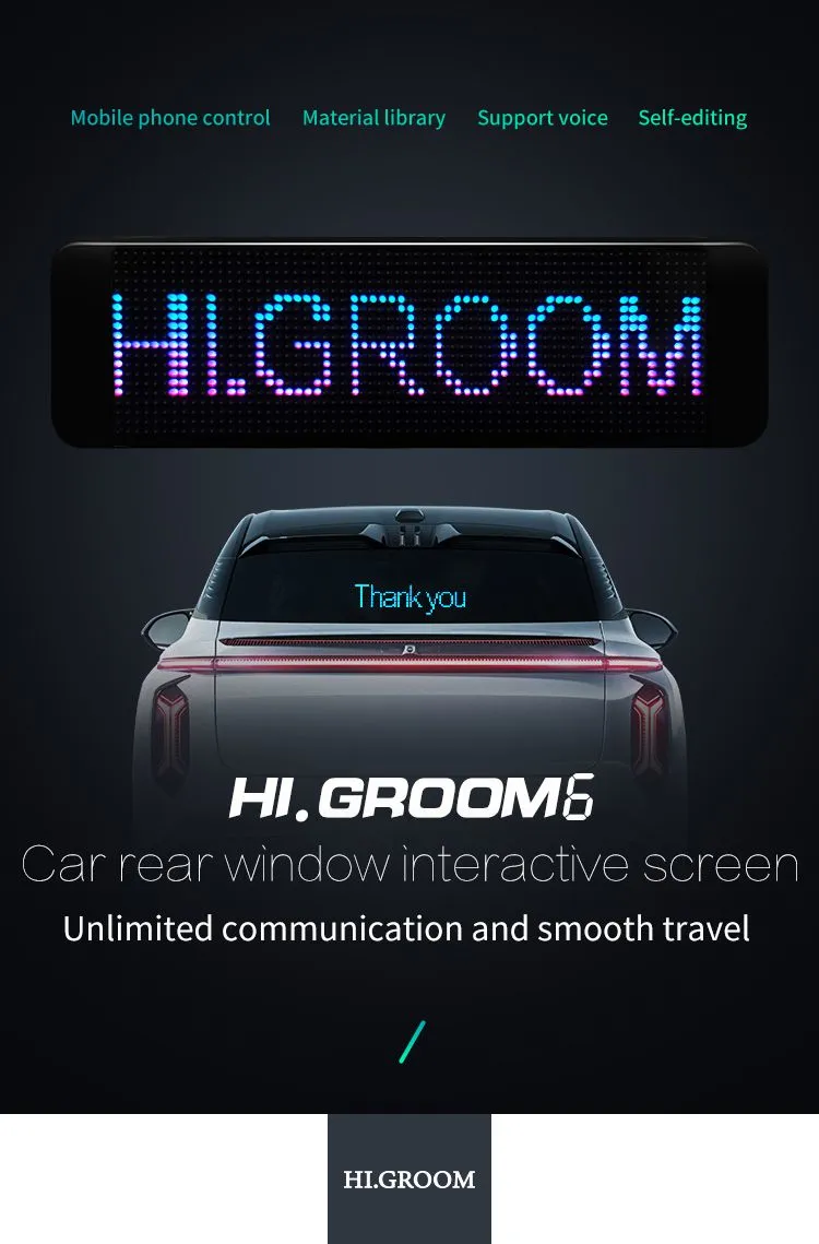 USB Scrolling Message IP65 LED Matrix Panel Light Digital Display Advertising Screen App-Controlled LED Car Sign Board