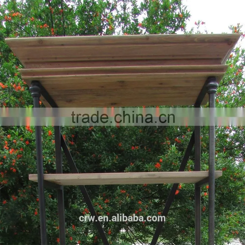 RE-1511 vintage industrial furniture wooden corner shelf