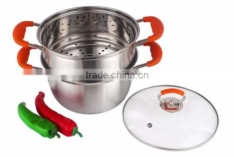 18/8 Stainless steel cookware set with silicone handle