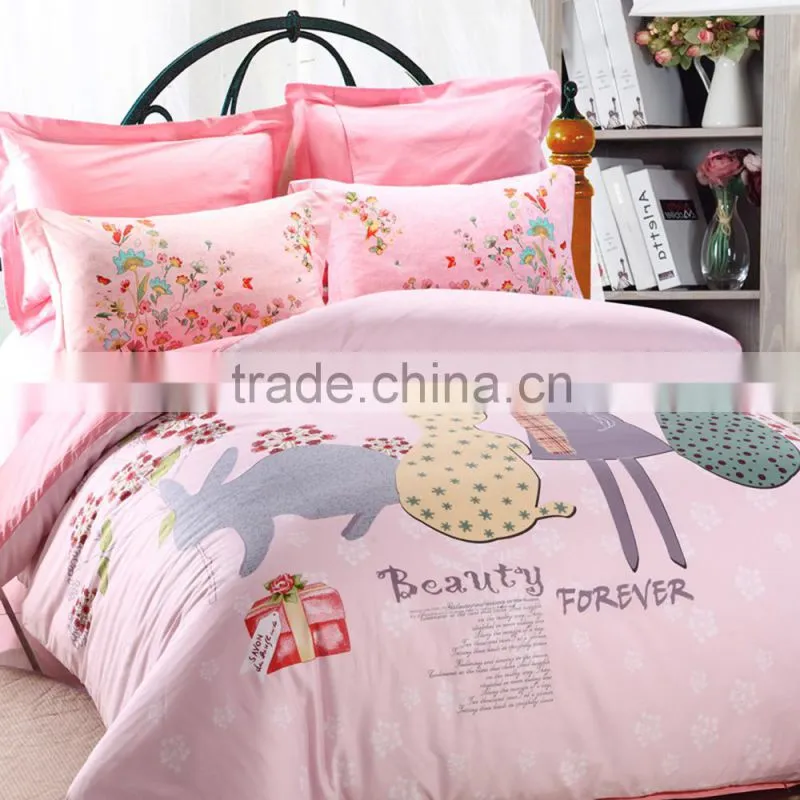High quality sweet print color 4 pcs Bedding set