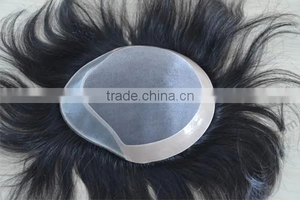 Top Quality 100% Brazilian Human Hair Men's Wig Toupee For Black Men lace top toupee