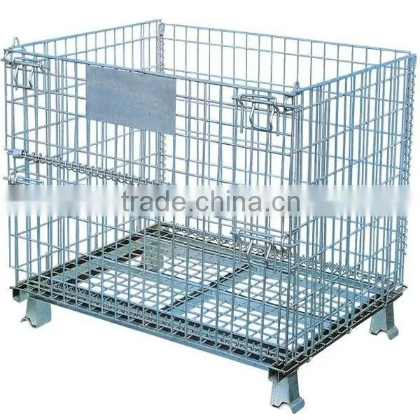 Galvanized folding foldable and stackable storage cage