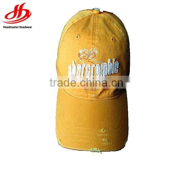 Custom 6 panel cotton distressed baseball cap sports hats