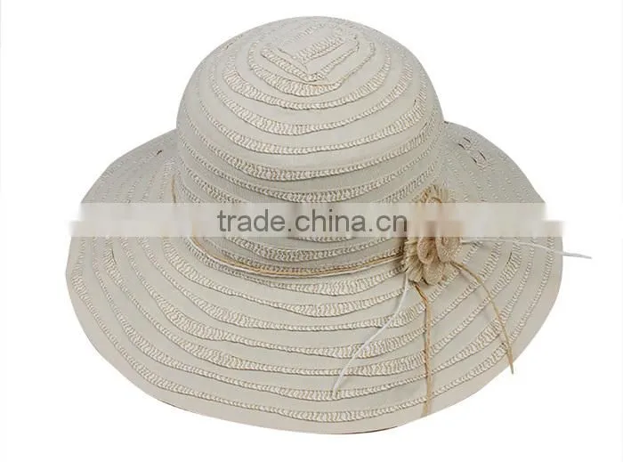 fashion flower decoration beige lady bucket hat and cap outdoors