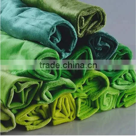 fabric for kid toy /Super soft high quality stock fabric 100 polyester fleece fabric plain green fleece velvet